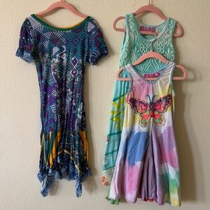 GUC Bundle of 3 Crazy Fish brand Hawaiian Cotton Dresses girls size 5-6